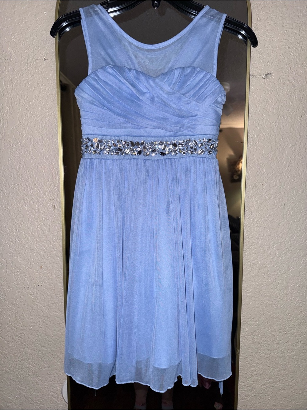 Speechless Light Blue Embellished Waist Formal Dress